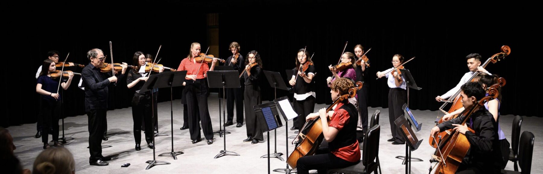 Participants of The Kessler Academy performing with Microcosmos Quartet.
